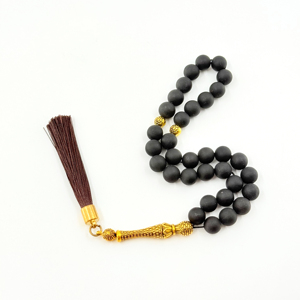 <span class=keywords><strong>Rosario</strong></span> Islamico in Pietra Nera da 8mm con 33 Perle, per Preghiera Musulmana e Pellegrinaggio, Tisbiha Allah - Product Image 3