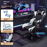 Chaise de jeu robuste pour gamer avec repose-pieds rétractable, en cuir PU, dossier haut, chaise de jeu e-sport