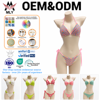 Tweedelig bikini-set met trekkoord, hoge taille, op maat gemaakte badkleding voor dames, halter top met fruitprint, sportieve shorts