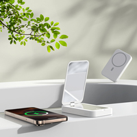 Banque d'alimentation sans fil magnétique 3000mAh personnalisée personnalisable OEM avec miroir de maquillage de voyage portable léger