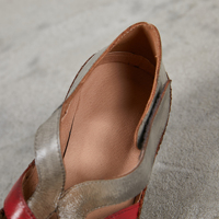2023 élégant doublure en cuir véritable sculpture ruban magique bout rond talon épais pour femmes et dames sandale chaussures en gros