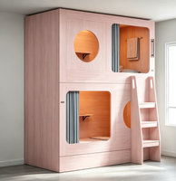 Lit-capsule moderne en bois avec rangement intégré, design populaire pour dortoirs, appartements, chambres, salons, auberges de jeunesse, aéroports et hôtels