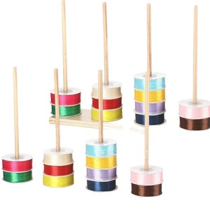 Wooden Spool Rack <b>Desktop</b> 3 Layers Solid Wood Ribbon Yarn Holder For Cake Flower Shops - Product Image 3