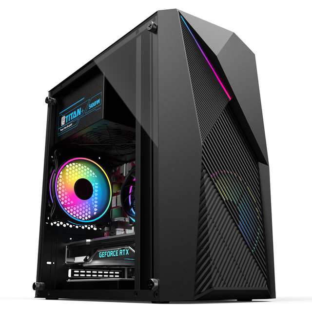Lovingcool New Style Custom Logo Black Mid Tower RGB Fan Case CPU PC Chassis M-ATX ITX USB3.0 Gaming PC Office Computer Case