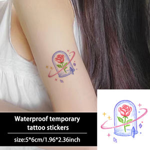 Autocollants <span class=keywords><strong>de</strong></span> tatouage temporaire colorés dessin animé belles <span class=keywords><strong>fleurs</strong></span> tatouage étanche adapté au visage bras et jambes - Product Image 2