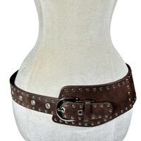 Ceinture Y2K à clous, ceinture vintage pour femme, motif léopard marron noir, clous métalliques, accessoire de mode pour tenues rétro