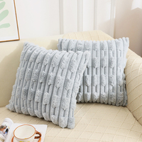 Rectangle moderne européen doux fausse fourrure taie d'oreiller coussin Shaggy carré décor à la maison bande fausse fourrure jeter taie d'oreiller