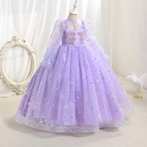 Vestido de princesa morado estilo chino mejorado para niñas, vestido de malla de manga larga con falda abullonada, disfraz de actuación para niñas pequeñas - Product Image 3