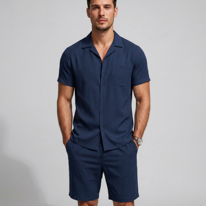 2026 Wholesale Summer Men's Casual Shorts <b>Set</b> Plain Color Solid 100% Cotton Jersey Quick Dry Knitted Customized Logo <b>Twin</b> <b>Set</b> - Product Image 1
