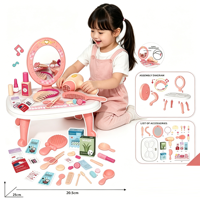 AJB Tendance 2026 Coiffeuse de jeu en plastique avec miroir réglable, lumières clignotantes et musique pour enfants de 4 à 12 ans