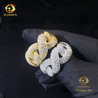 Vente au détail Nouveautés Mode Homme Bijoux Glacé Hip Hop Trois Rangées Pierre VVS Moissanite 925 Sterling Silver Miami Cuban Ring