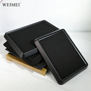 WEIMEI Precio de Fábrica al por Mayor Lujosa Bandeja Organizadora de Joyas Minimalista de Cuero PU Negro para Exhibición de Collares y Pendientes - Product Image 4