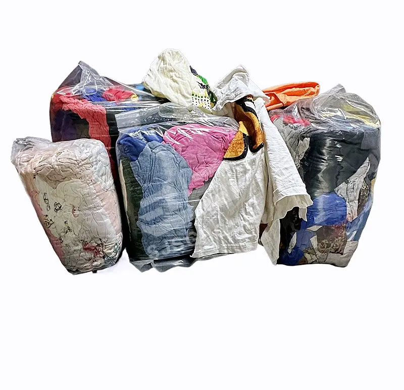 IMPA 232909 0.5-400KG Sac de chiffons couleur mélangée t-shirt chiffons mélangés Chiffons de coton Textile Déchets de coton recyclé