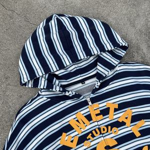 Designer Custom Drop Shoulder Boxy Zipper Hoodie Manufacturers Printed Oversized <b>Hoodies</b> Men Stripe Heavyweight <b>Zip</b> <b>Up</b> Hoodie - Product Image 3