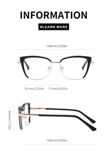 <span class=keywords><strong>Lunettes</strong></span> de vue optiques à monture œil-de-chat avec charnière à ressort, anti-lumière bleue, personnalisables avec logo, pour femmes, vente en gros Partagas - Product Image 5