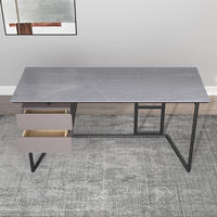 Bureau en pierre de style italien moderne et minimaliste avec 2 tiroirs de rangement, durable et écologique pour une utilisation à domicile ou au bureau