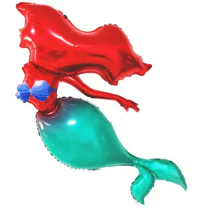 CYmylarジャンボサイズ人魚型ヘリウム風船プリンセスガール誕生日パーティー用品人魚型ホイル風船
