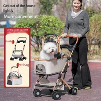 Chariot pliable léger pour animaux de compagnie pour chiens de petite à moyenne taille Nouveau chariot de marche pour chien avec sac séparable pour animaux de compagnie pour les sorties de voyage