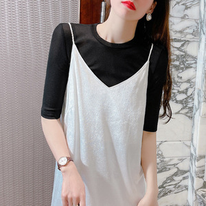 White Sheer <b>Mesh</b> <b>Top</b> <b>Women</b> Summer Short Sleeve Fitted Breathable Inner T-Shirt Casual Style - Product Image 2