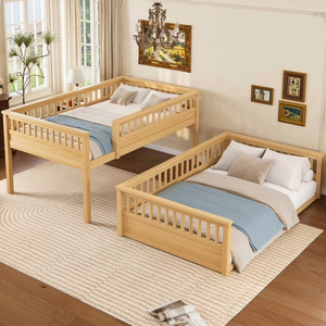 <span class=keywords><strong>Lit</strong></span> superposé en bois pleine grandeur avec garde-corps de 21,7 pouces, se transforme en deux lits simples, design sur pied, économise de l'espace pour adolescents et adultes - Product Image 4