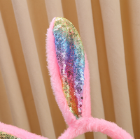 Bandeau oreilles de lapin à paillettes pour filles femmes fête d'anniversaire de Pâques bandeaux de cheveux en peluche lapin faveurs d'Halloween de Noël