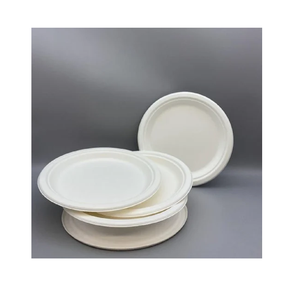 จานกระดาษและจานเค้กแบบใช้แล้วทิ้งภาชนะจานกระดาษแบบกลมชามชานอ้อยแบบใช้แล้วทิ้งสำหรับงานปาร์ตี้ส่งตรงจากอินเดีย - Product Image 1