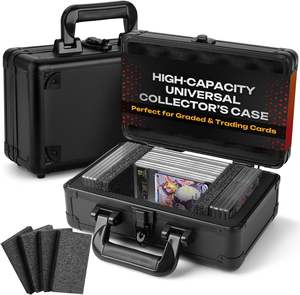 Boîte de rangement pour cartes gradées, en aluminium noir, capacité de 43 cartes, sports et cartes, BGS, SGC, 11 x 7 x 4,7 pouces - Product Image 1