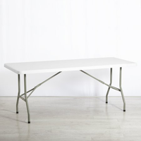 Table pliante portable JDY-004 personnalisée, économique, pour appartement, 6/8 pieds, en plastique blanc, design moderne, pour événements et fêtes
