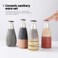 Bouteille pompe en céramique légère de style luxueux pour savon pour les mains, lessive, gel douche ; Distributeur rechargeable grande capacité
