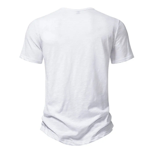 Vente en gros Chemise Henry d'été décontractée de couleur blanche et solide à manches courtes pour homme T-shirt athlétique de sport coupe ajustée - Product Image 4