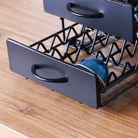 Support de rangement pour café en métal double couche Nouveau design avec tiroir à faible encombrement Type debout pour le bureau et la maison