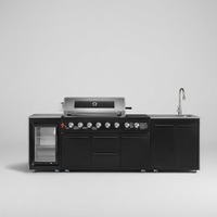 Barbecue d'extérieur complet avec rôtissoire, évier, réfrigérateur, certifié CE