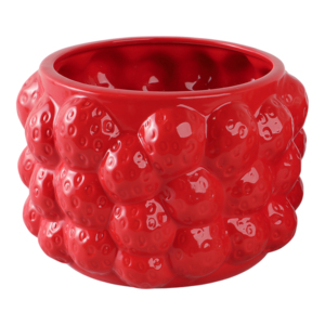Vaso per Fiori in Ceramica a Forma di Fragola con Design a Bolle Texturizzate per Piante da Interno ed Esterno - Product Image 2