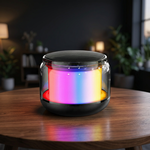 Wireless for V5.0 Portable <b>Speaker</b> with RGB <b>LED</b> Light Glass Cabinet Rechargeable Battery 5-10W Output for Home Theatre Use - Product Image 1