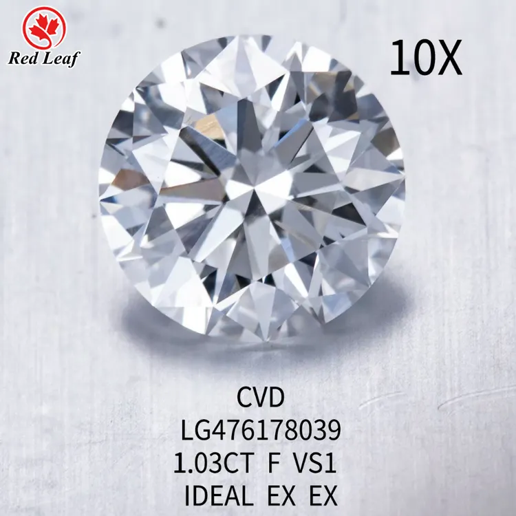 Redleaf New arrive Lab grown diamonds round shape brilliant cut IGI certificate G color lab made diamond CVD