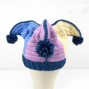 SZ1450 moda 2025 colorido sombrero <span class=keywords><strong>de</strong></span> elfo <span class=keywords><strong>de</strong></span> punto novedad <span class=keywords><strong>barato</strong></span> 3 puntos bufón sombrero hecho a mano ganchillo <span class=keywords><strong>bruja</strong></span> fiesta sombreros - Product Image 2