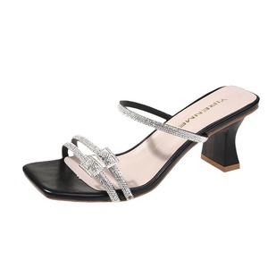 Nouvelle Collection Été – Sandales à Talon Épais Style Féerique pour Femme, Bout Carré, Strass Élégants, Talons Hauts Tendance - Product Image 5