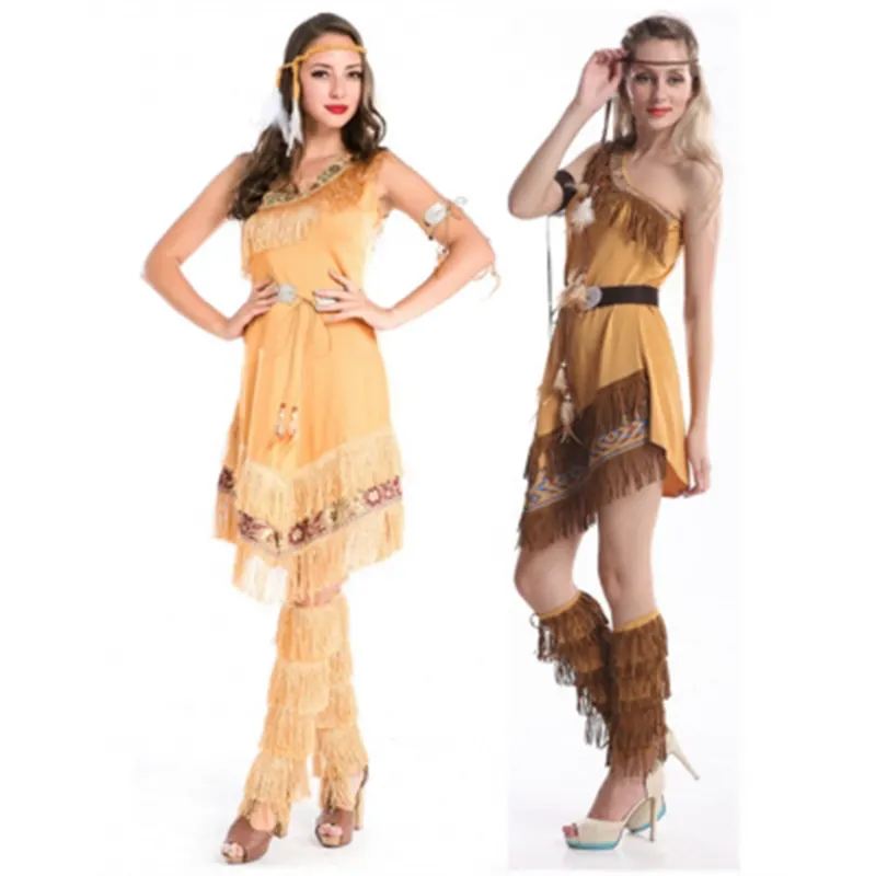 चीन फैक्टरी मूल्य भारतीय पोशाक महिला Pocahontas के वयस्क फैंसी ड्रेस