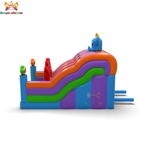 Toboggan gonflable à double canal sur le thème du monstre violet, en PVC de 0,55 mm, garantie 3 ans, pour parcs de trampolines et jardins