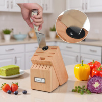 Ensemble de couteaux de cuisine Kuisine de haute qualité, 15 pièces, en acier inoxydable à haute teneur en carbone, avec aiguiseur intégré et manche ergonomique