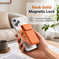 Dompet Magnetik Penahan Kartu Ponsel Kulit PU dengan MagSafe, Tempat Kartu Tipis dengan Penyangga untuk iPhone