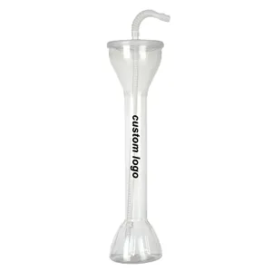 Logo personnalisé imprimé 21oz personnalisé en plastique à long cou gelé Margarita Slushy tasses fête Daiquiri Cocktail cour tasse avec paille