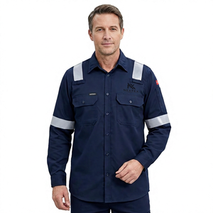 <b>Men's</b> Navy Colour Reflective <b>Work</b> <b>Shirt</b> Long Sleeve Visibility Safety Uniform Breathable High Quality <b>Work</b> <b>Shirt</b> <b>For</b> <b>Man</b> - Product Image 1