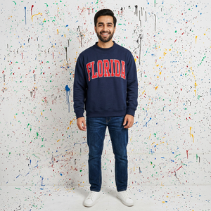 Florida Hooded Navy Blue Red Zipper Front Regular Fit 100% Cotton Customized Quick Dry Breathable Trendy Winter Men's Sweatshirt - Product Image 1