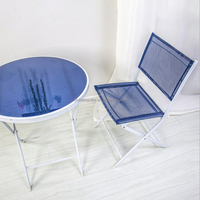 Ensemble de 3 pièces de chaises et table de bistrot pliantes en métal tressé avec tissu, pour jardin extérieur, prix usine Chine