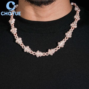 Collar de Cadena Cubana Personalizado Clover de 15 mm, Chapado en Oro Rosa sobre Plata de Ley, con Moissanita, Estilo Hiphop para Hombre, Joyería Iced Out - Product Image 2