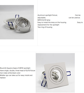 Lampe carrée moderne en aluminium <span class=keywords><strong>Gu10</strong></span> Downlight Housing MR16 Plafonnier encastré Spot Light Fittings for Home Office Application - Product Image 3