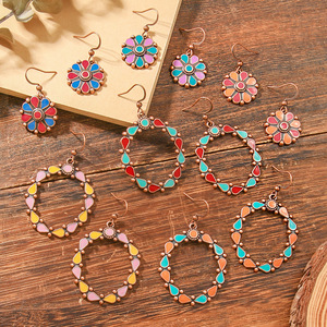 Fashion <b>Drop</b> Earrings Alloy Antique <b>Bronze</b> Plated Bohemia Style Flower Shape Party Women's Jewelry - Product Image 1