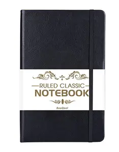 Fabriek Op Maat Gedrukt Zwart Blauw Rood Pu Lederen Notebook Dagboek Voor Promotie Kantoor Doek Dagboek Met Zilver Goud Logo