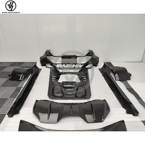 Kit de carrocería de fibra de carbono seca con tejido de sarga brillante estilo Tecnic, parachoques, capó, faldones laterales, escape, modificación/actualización para Lambo Huracán - Product Image 5